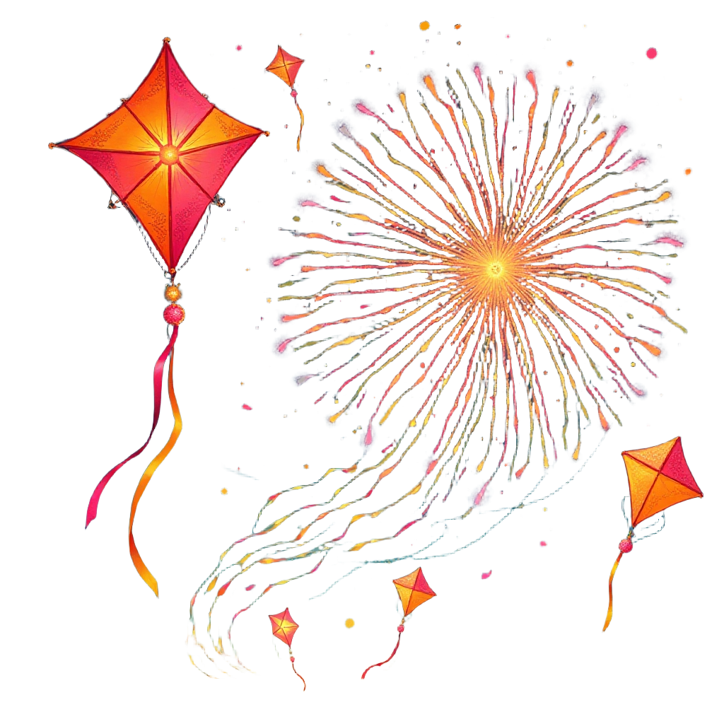 Festive Kites and Fireworks